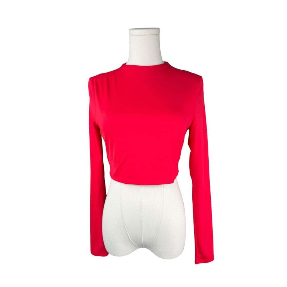MESHKI Red Long Sleeve Cropped Top Size L